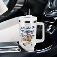 I Would Rather Be Thrifting Tumbler With Handle Funny Shopping Quote Thrift Lover