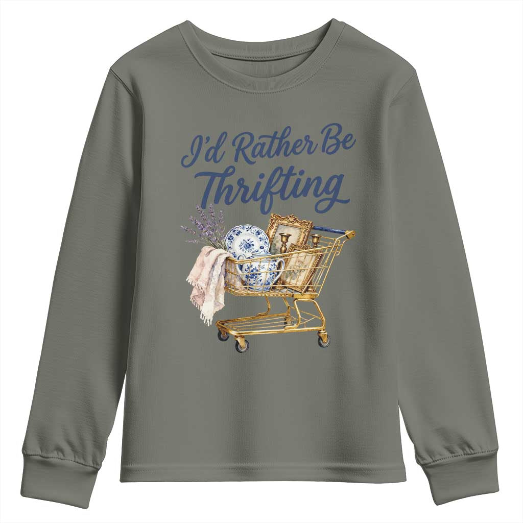 I Would Rather Be Thrifting Youth Sweatshirt Funny Shopping Quote Thrift Lover