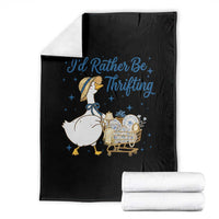 Silly Goose I Would Rather Be Thrifting Throw Blanket Funny Shopping Goose