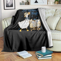 Silly Goose I Would Rather Be Thrifting Throw Blanket Funny Shopping Goose