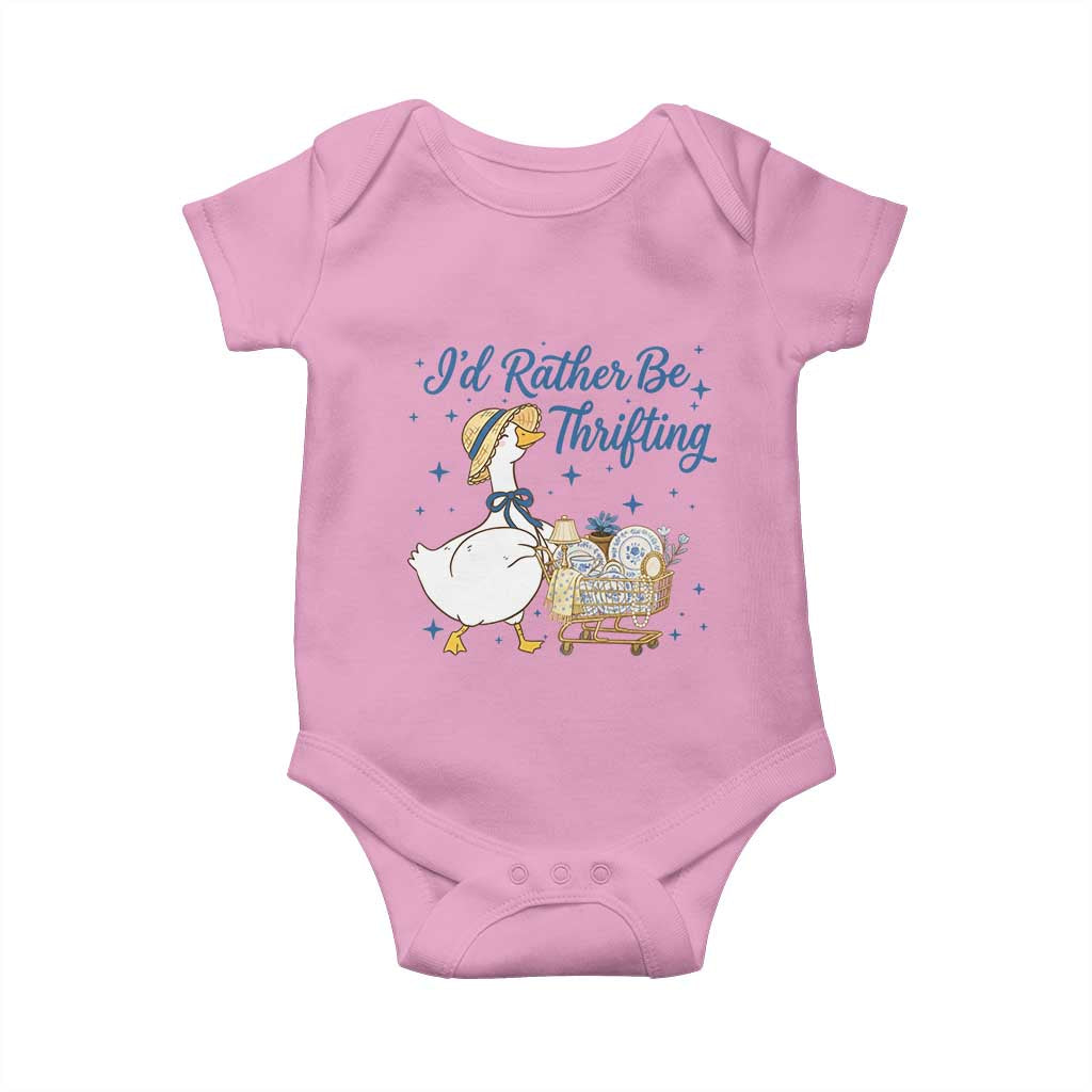 Silly Goose I Would Rather Be Thrifting Baby Onesie Funny Shopping Goose