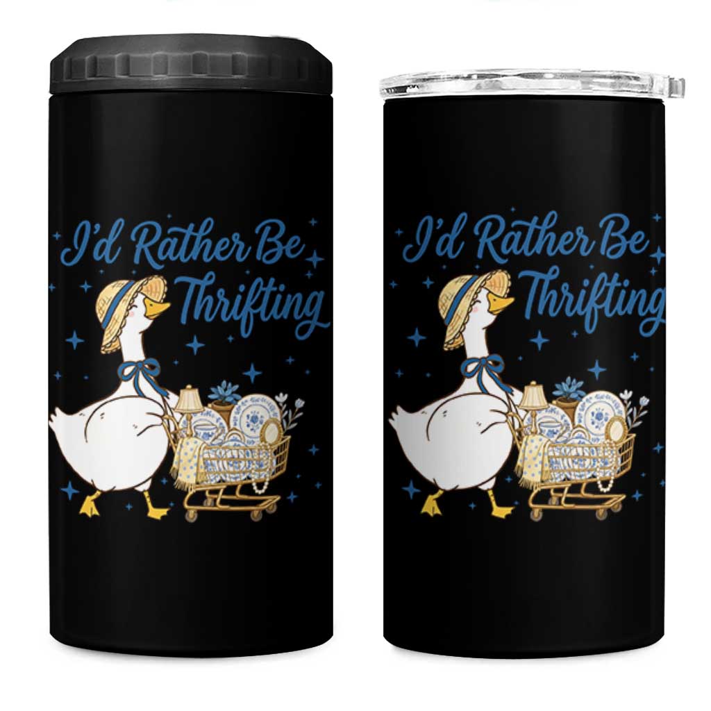 Silly Goose I Would Rather Be Thrifting 4 in 1 Can Cooler Tumbler Funny Shopping Goose