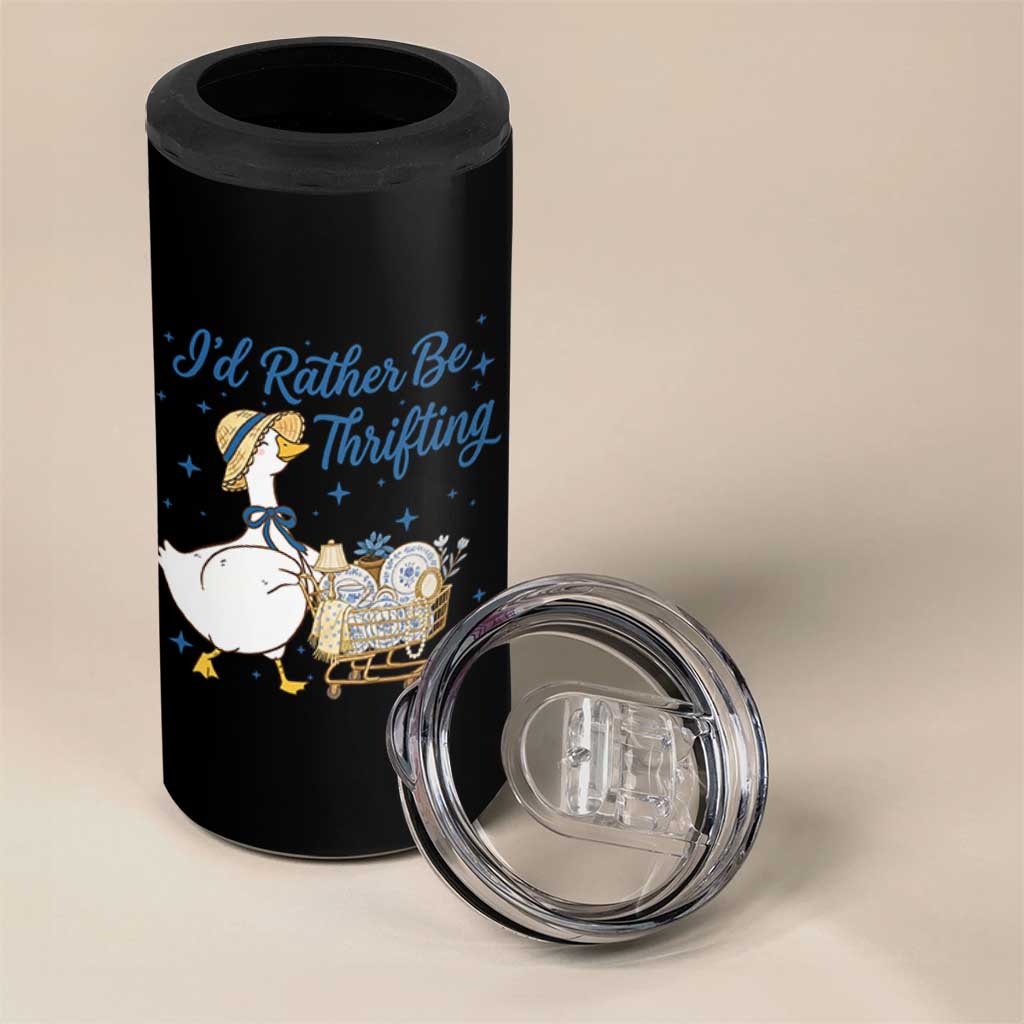 Silly Goose I Would Rather Be Thrifting 4 in 1 Can Cooler Tumbler Funny Shopping Goose