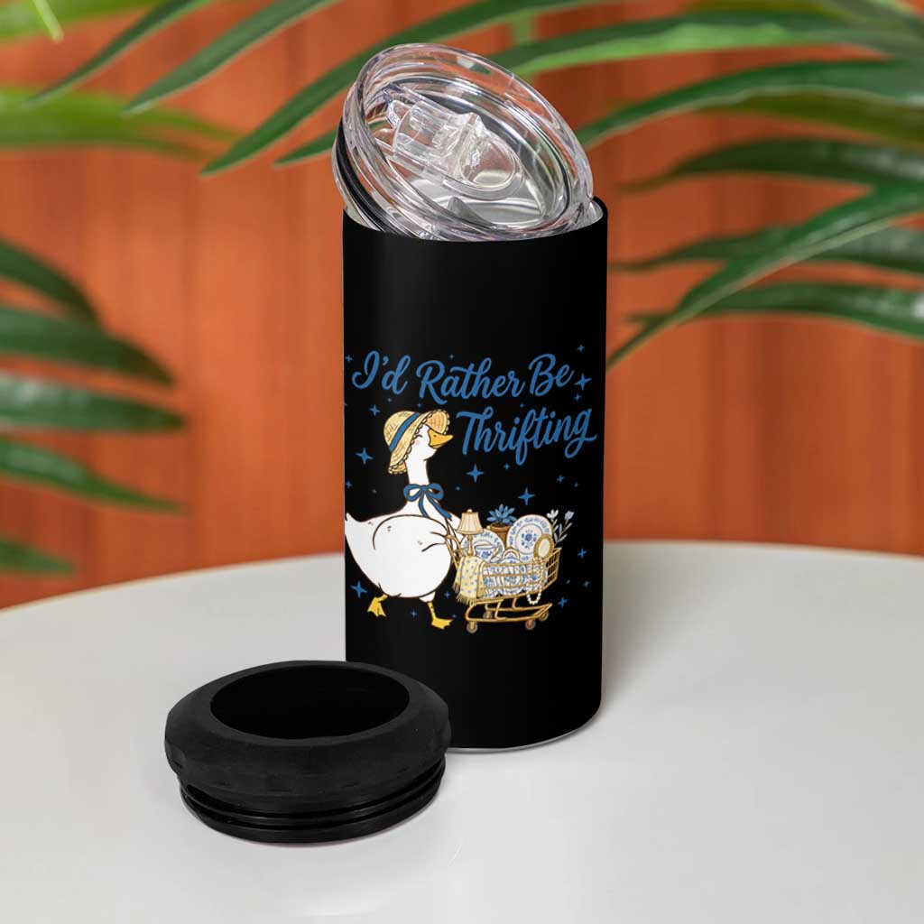 Silly Goose I Would Rather Be Thrifting 4 in 1 Can Cooler Tumbler Funny Shopping Goose