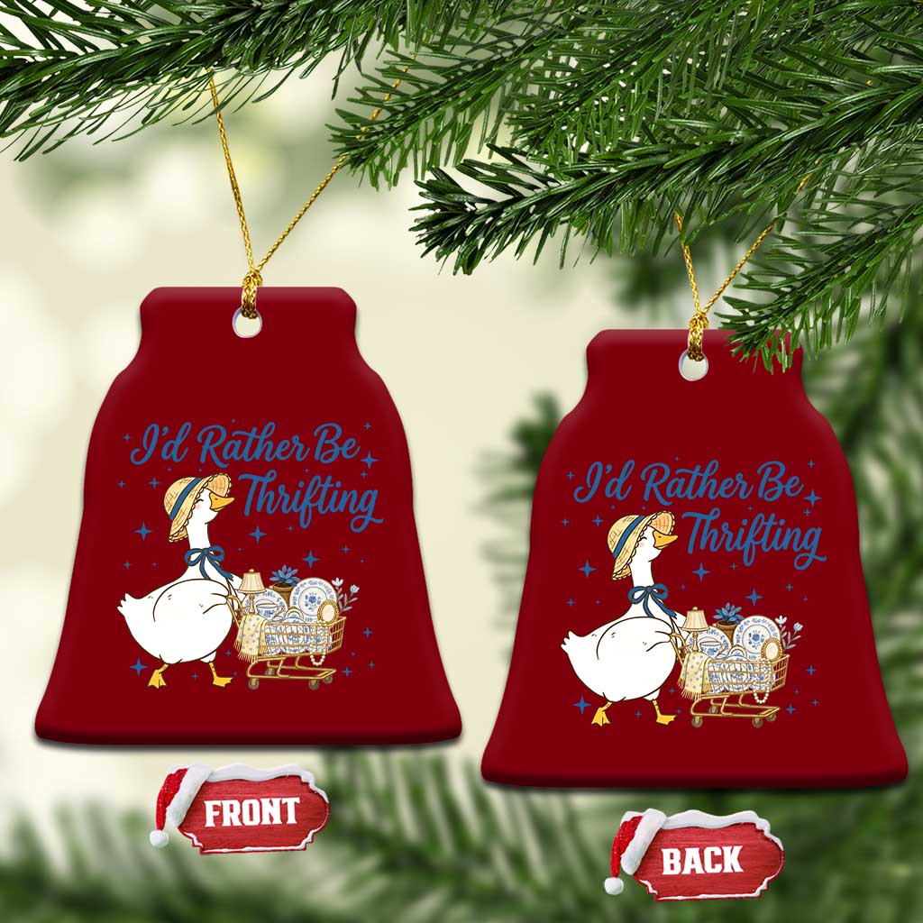 Silly Goose I Would Rather Be Thrifting Ceramic Ornament Funny Shopping Goose