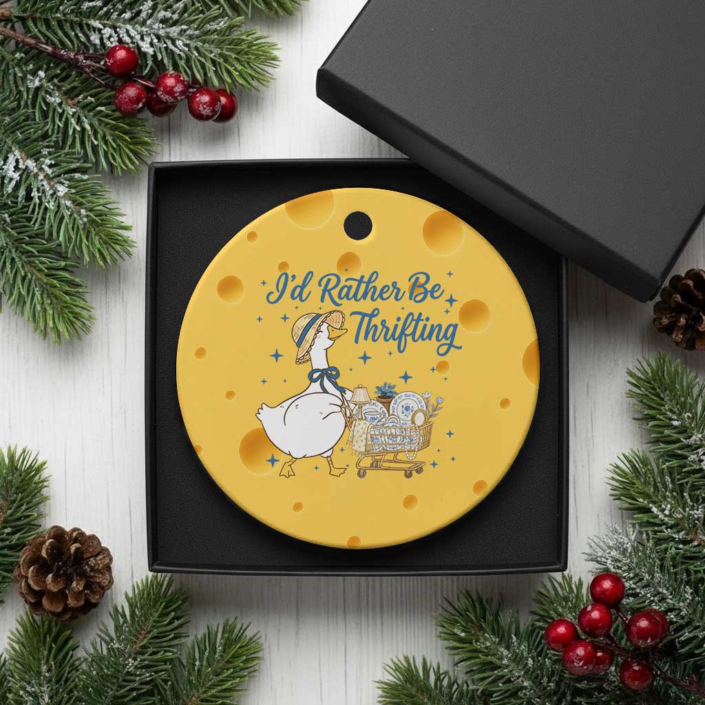 Silly Goose I Would Rather Be Thrifting Ceramic Ornament Funny Shopping Goose