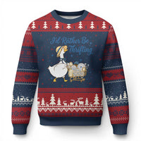 Silly Goose I Would Rather Be Thrifting Ugly Christmas Sweater Funny Shopping Goose