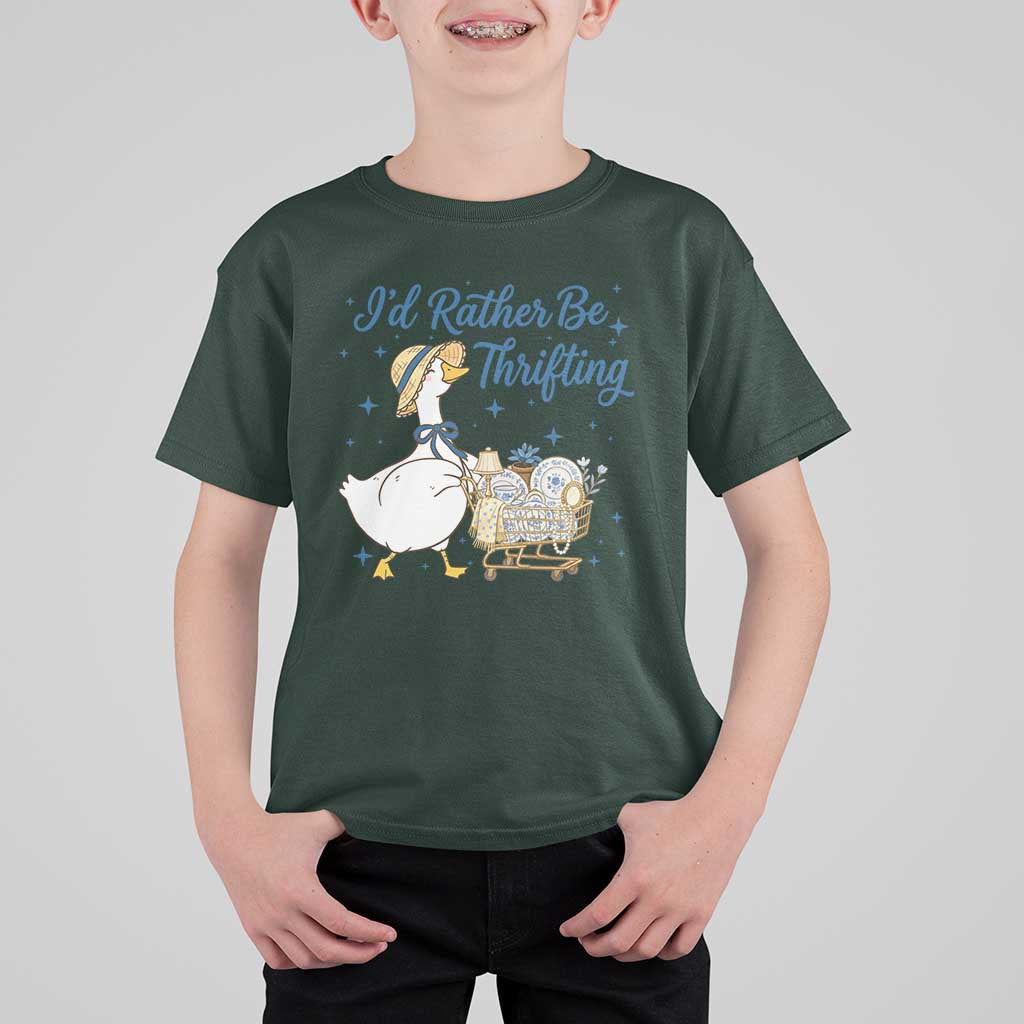 Silly Goose I Would Rather Be Thrifting T Shirt For Kid Funny Shopping Goose