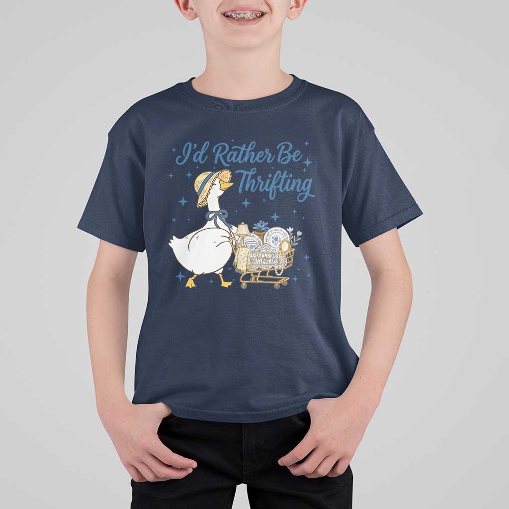 Silly Goose I Would Rather Be Thrifting T Shirt For Kid Funny Shopping Goose
