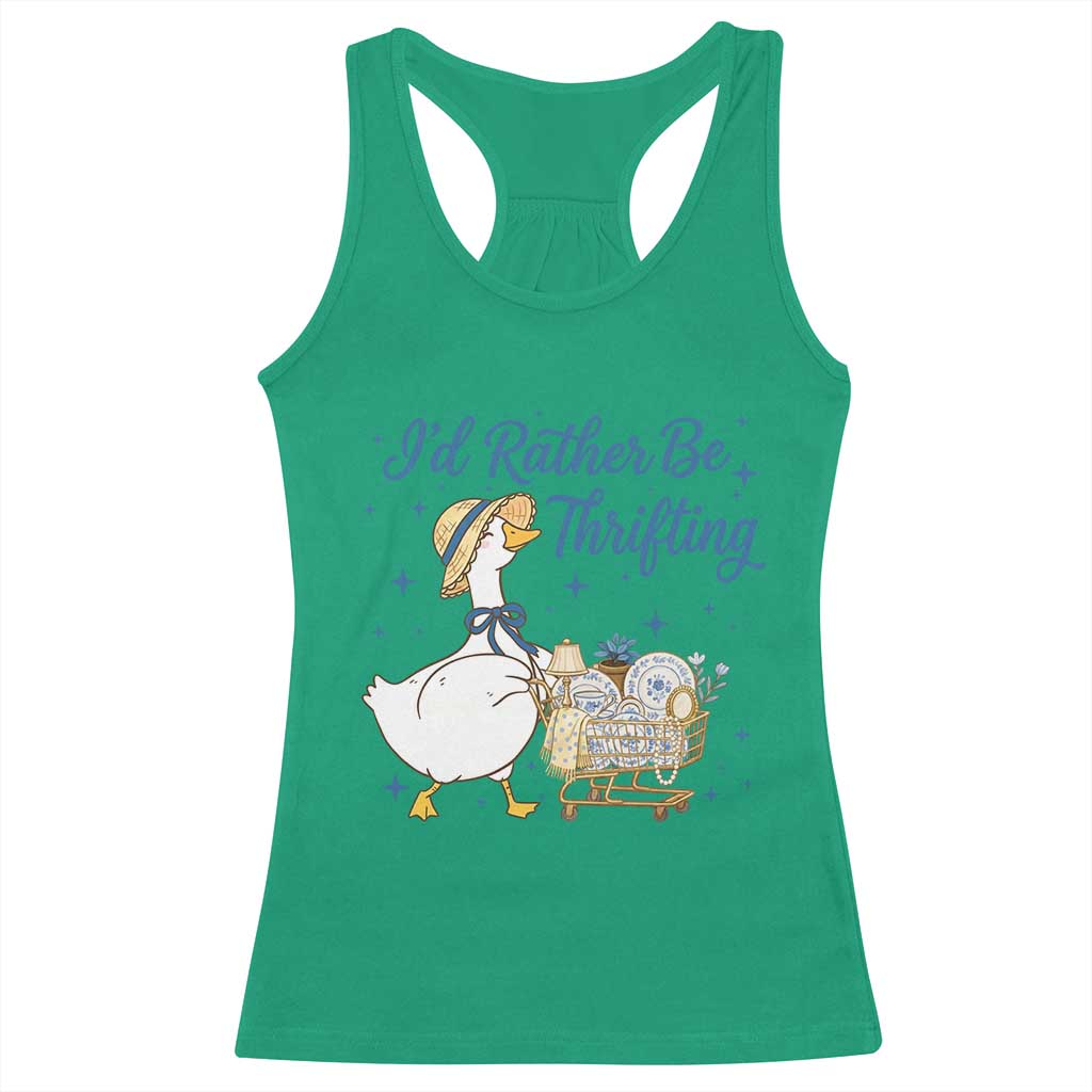 Silly Goose I Would Rather Be Thrifting Racerback Tank Top Funny Shopping Goose