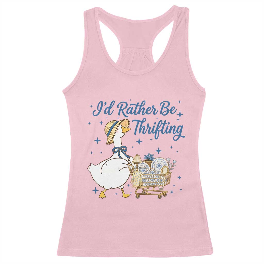 Silly Goose I Would Rather Be Thrifting Racerback Tank Top Funny Shopping Goose
