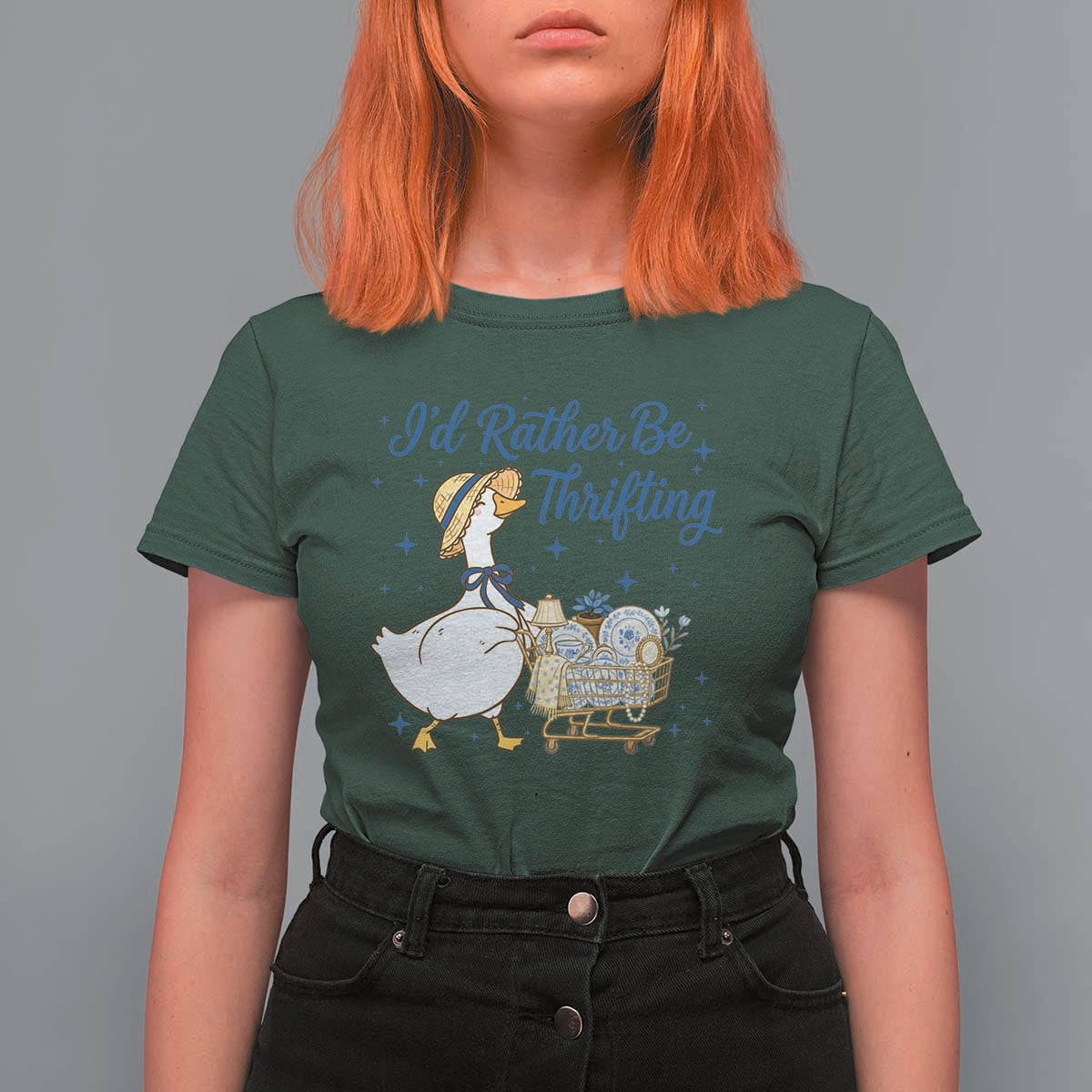 Silly Goose I Would Rather Be Thrifting T Shirt For Women Funny Shopping Goose