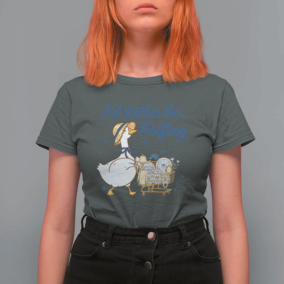 Silly Goose I Would Rather Be Thrifting T Shirt For Women Funny Shopping Goose