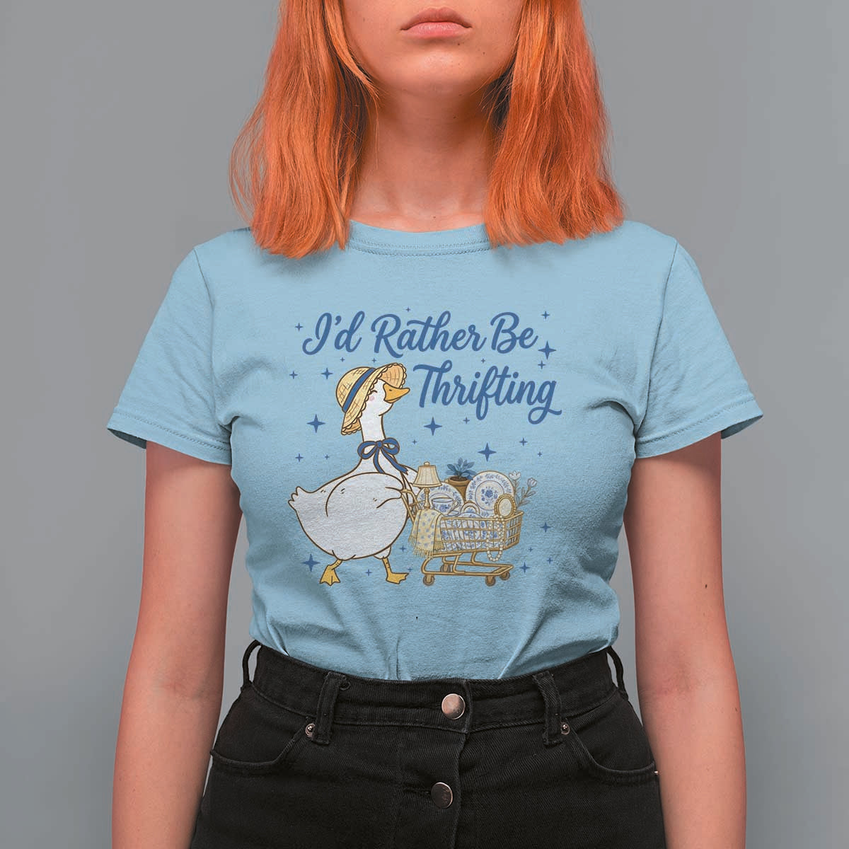 Silly Goose I Would Rather Be Thrifting T Shirt For Women Funny Shopping Goose
