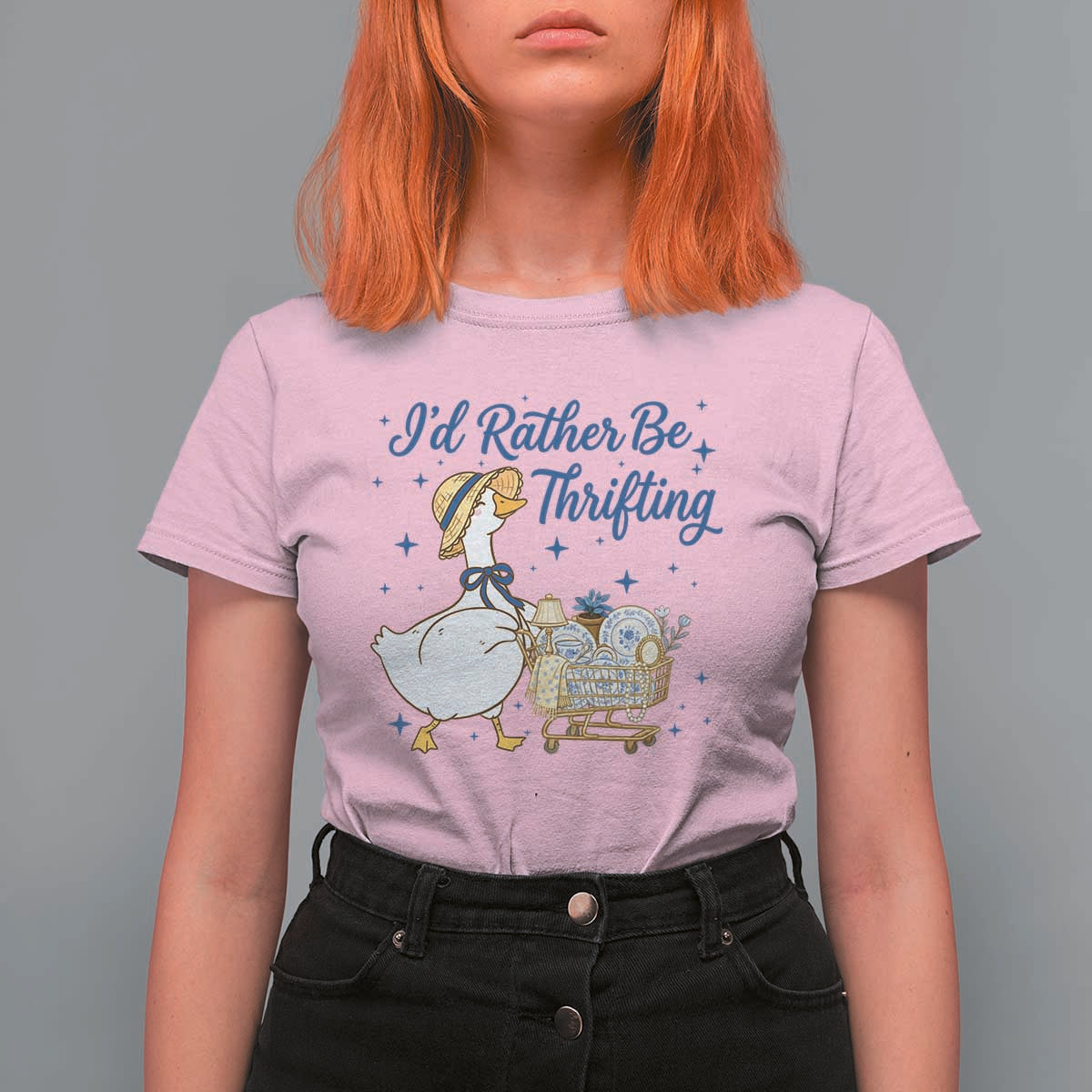 Silly Goose I Would Rather Be Thrifting T Shirt For Women Funny Shopping Goose