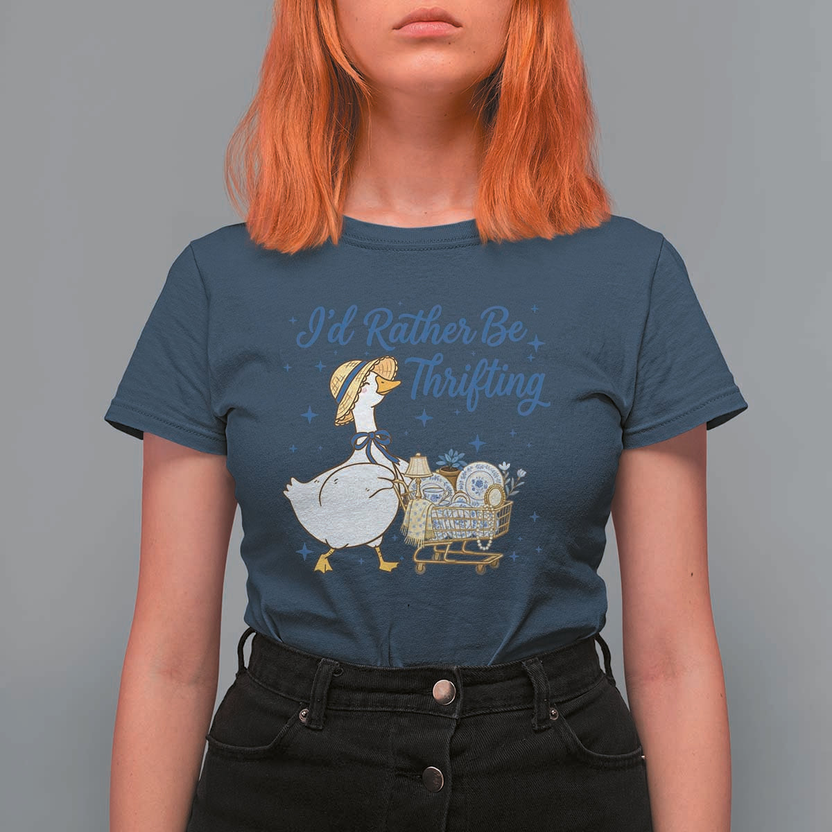 Silly Goose I Would Rather Be Thrifting T Shirt For Women Funny Shopping Goose