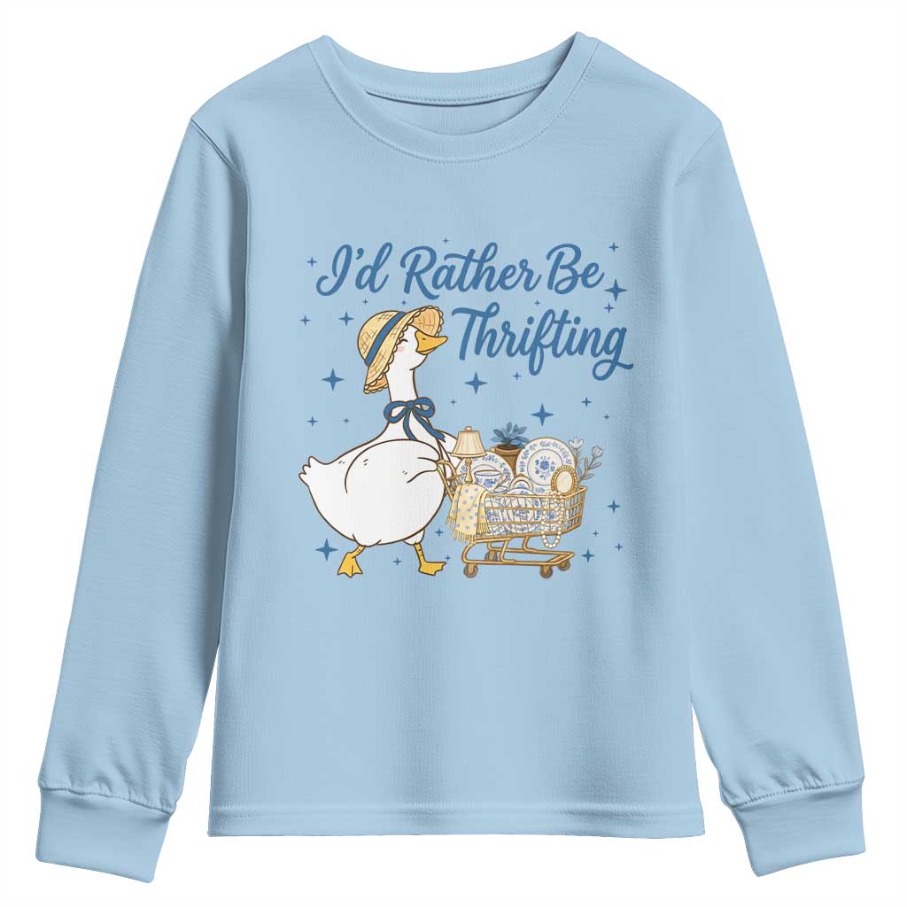 Silly Goose I Would Rather Be Thrifting Youth Sweatshirt Funny Shopping Goose