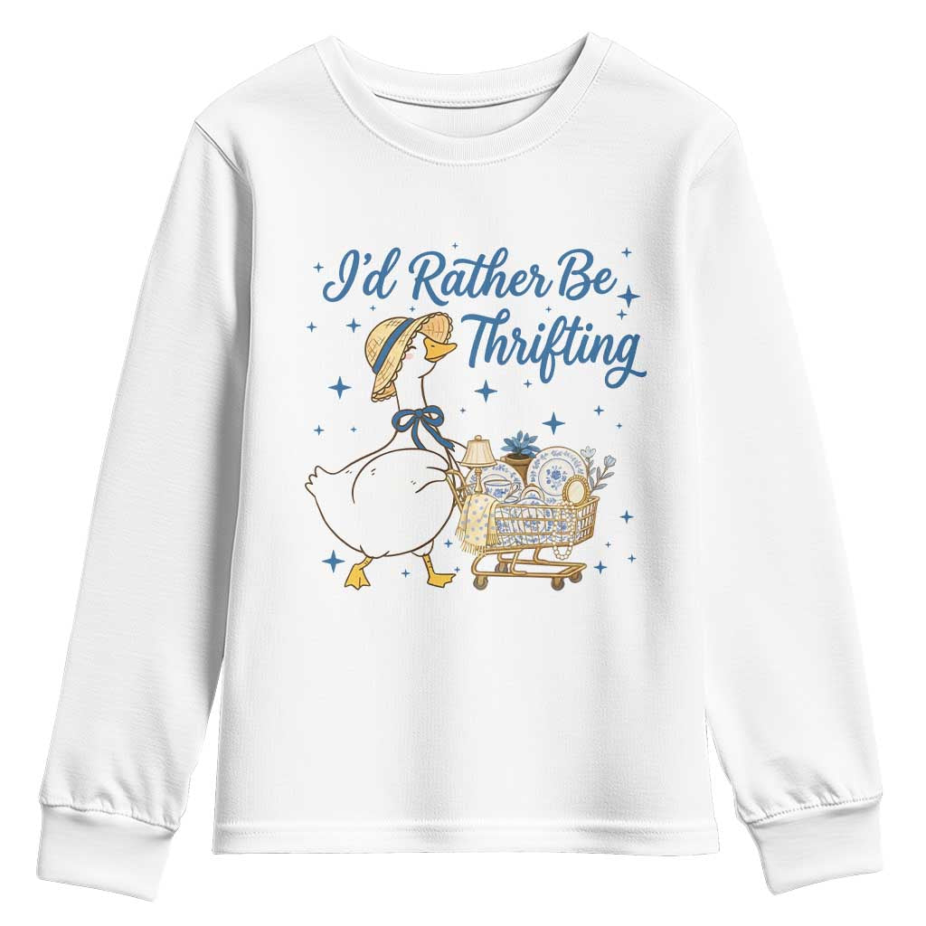 Silly Goose I Would Rather Be Thrifting Youth Sweatshirt Funny Shopping Goose