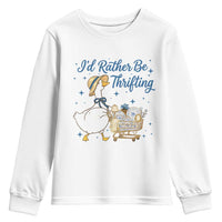 Silly Goose I Would Rather Be Thrifting Youth Sweatshirt Funny Shopping Goose