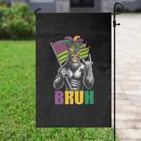 Funny Mardi Gras Bigfoot Bruh Garden Flag Sasquatch Carnival NOLA American Flag