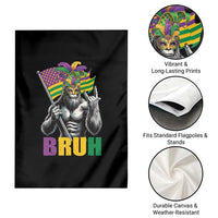 Funny Mardi Gras Bigfoot Bruh Garden Flag Sasquatch Carnival NOLA American Flag