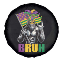 Funny Mardi Gras Bigfoot Bruh Spare Tire Cover Sasquatch Carnival NOLA American Flag