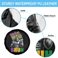 Funny Mardi Gras Bigfoot Bruh Spare Tire Cover Sasquatch Carnival NOLA American Flag