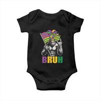 Funny Mardi Gras Bigfoot Bruh Baby Onesie Sasquatch Carnival NOLA American Flag