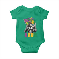 Funny Mardi Gras Bigfoot Bruh Baby Onesie Sasquatch Carnival NOLA American Flag