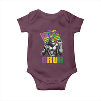 Funny Mardi Gras Bigfoot Bruh Baby Onesie Sasquatch Carnival NOLA American Flag