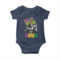 Funny Mardi Gras Bigfoot Bruh Baby Onesie Sasquatch Carnival NOLA American Flag