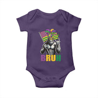 Funny Mardi Gras Bigfoot Bruh Baby Onesie Sasquatch Carnival NOLA American Flag