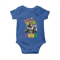 Funny Mardi Gras Bigfoot Bruh Baby Onesie Sasquatch Carnival NOLA American Flag