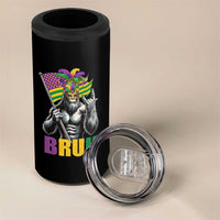 Funny Mardi Gras Bigfoot Bruh 4 in 1 Can Cooler Tumbler Sasquatch Carnival NOLA American Flag