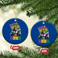 Funny Mardi Gras Bigfoot Bruh Ceramic Ornament Sasquatch Carnival NOLA American Flag