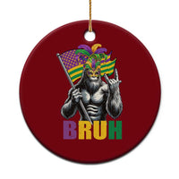 Funny Mardi Gras Bigfoot Bruh Ceramic Ornament Sasquatch Carnival NOLA American Flag