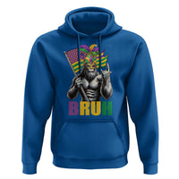 Funny Mardi Gras Bigfoot Bruh Hoodie Sasquatch Carnival NOLA American Flag