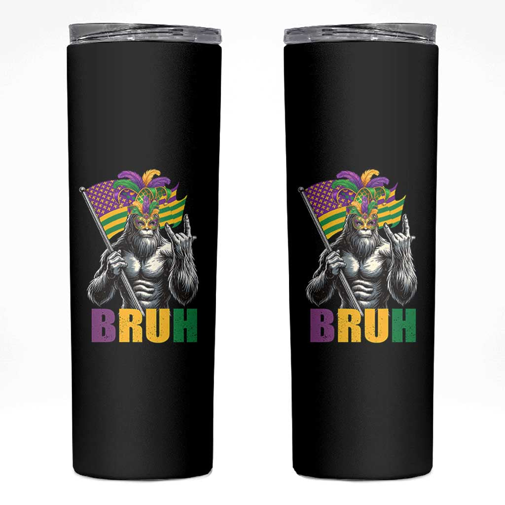 Funny Mardi Gras Bigfoot Bruh Skinny Tumbler Sasquatch Carnival NOLA American Flag
