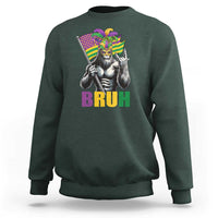 Funny Mardi Gras Bigfoot Bruh Sweatshirt Sasquatch Carnival NOLA American Flag