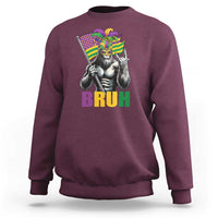 Funny Mardi Gras Bigfoot Bruh Sweatshirt Sasquatch Carnival NOLA American Flag