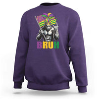 Funny Mardi Gras Bigfoot Bruh Sweatshirt Sasquatch Carnival NOLA American Flag
