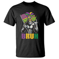 Funny Mardi Gras Bigfoot Bruh T Shirt Sasquatch Carnival NOLA American Flag