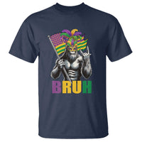 Funny Mardi Gras Bigfoot Bruh T Shirt Sasquatch Carnival NOLA American Flag