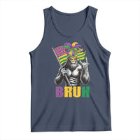 Funny Mardi Gras Bigfoot Bruh Tank Top Sasquatch Carnival NOLA American Flag