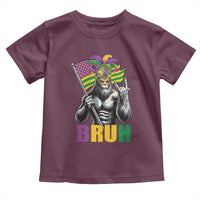 Funny Mardi Gras Bigfoot Bruh Toddler T Shirt Sasquatch Carnival NOLA American Flag