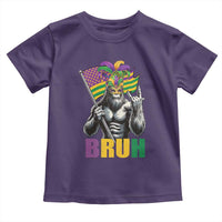 Funny Mardi Gras Bigfoot Bruh Toddler T Shirt Sasquatch Carnival NOLA American Flag