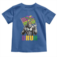 Funny Mardi Gras Bigfoot Bruh Toddler T Shirt Sasquatch Carnival NOLA American Flag