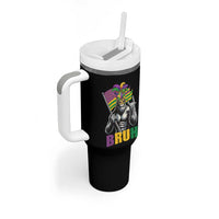 Funny Mardi Gras Bigfoot Bruh Tumbler With Handle Sasquatch Carnival NOLA American Flag