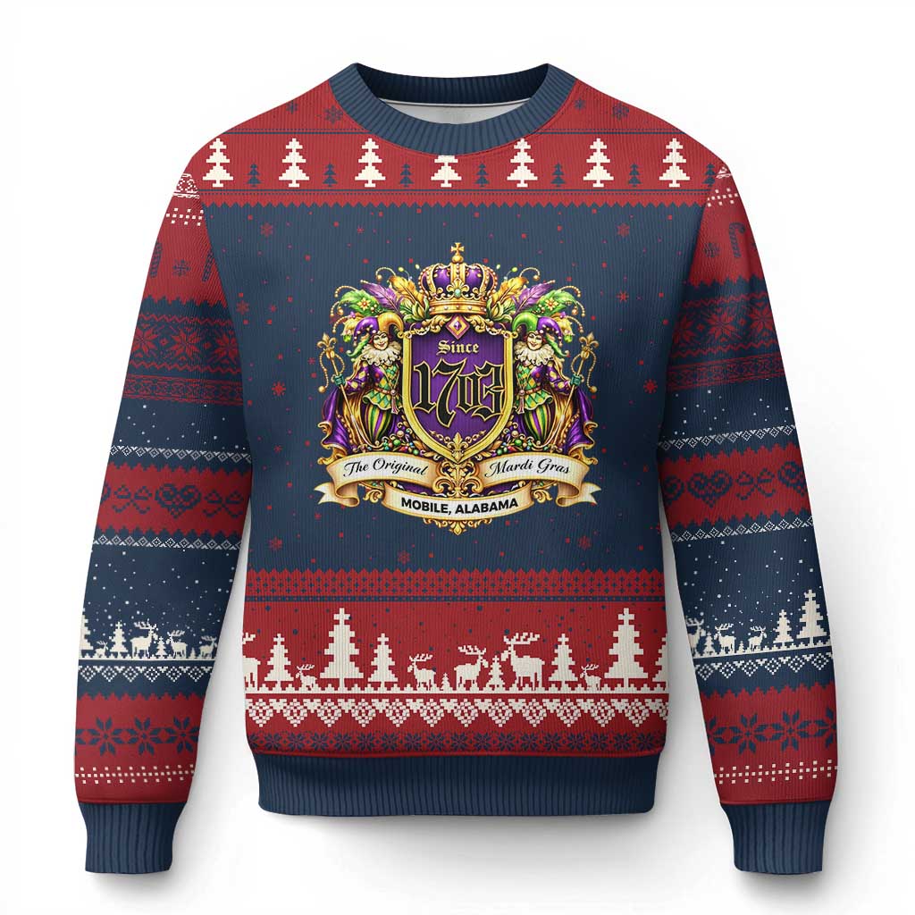 The Original Mardi Gras Mobile Alabama Since 1703 Ugly Christmas Sweater Funny Carnival