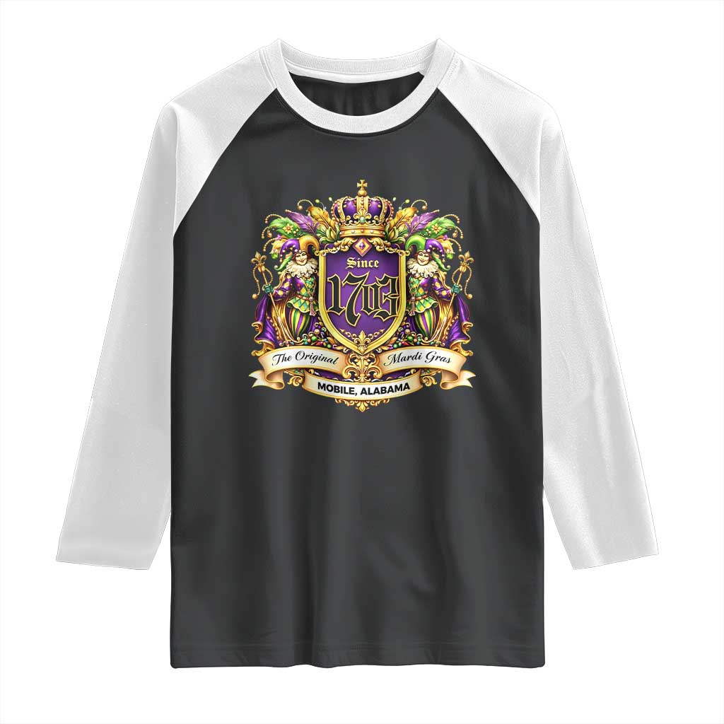 The Original Mardi Gras Mobile Alabama Since 1703 Raglan Shirt Funny Carnival